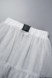 Falda de color sólido convencional regular de patchwork sólido casual blanco (sin bragas)