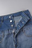 Ковбойские синие повседневные лоскутные узкие джинсовые юбки с высокой талией и постепенными изменениями