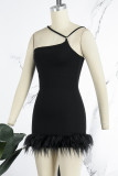 Black Sexy Solid Backless Spaghetti Strap Sleeveless Dress Dresses