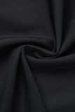 Black Sexy Casual Patchwork Backless Slit Contrast Spaghetti Strap Sleeveless Dress Dresses