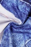 Blue Sexy Print Patchwork See-through Zipper O Neck Skinny Jumpsuits