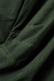 Pantalones casuales de patchwork sólido regular de cintura alta de color sólido convencional verde