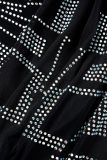 Zwart sexy patchwork hete boren doorzichtige kraag met lange mouwen twee stukken