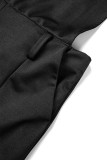 Black Casual Solid Backless Slit Spaghetti Strap Regular Jumpsuits