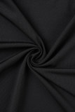Black Casual Solid Patchwork Backless Flounce Spaghetti Strap Irregular Dress Dresses