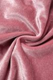 Mameluco pitillo con cuello de cremallera de patchwork sólido casual rosa
