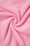 Pink Sexy Casual Sportswear Solid Vendaje Backless Halter Sin mangas Dos piezas