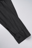 Botões de patchwork liso preto doce com laços e vestidos retos com decote em V
