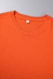 Orange Casual Daily Print Patchwork O-hals T-shirts