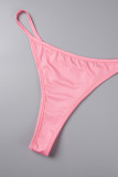 Set di 3 pezzi con cinturino trasparente con apertura alta stampa vacanze rosa
