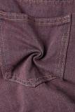 Pantaloni patchwork dritti regolari con tasca patchwork in tinta unita viola Street