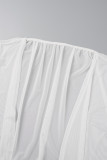 Bianco Dolce Solido Colletto cardigan in rete trasparente Taglie forti Due pezzi (senza bikini)