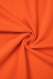 Оранжевые повседневные повседневные футболки с принтом в стиле пэчворк и круглым вырезом