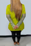 Lässige, einfarbige Oberbekleidung aus Netzstoff mit Wendekragen in fluoreszierendem Grün