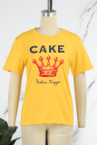 Camisetas Yellow Street Simplicity com estampa de patchwork letra O
