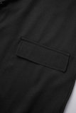 Schwarze, lässige Oberbekleidung aus festem Netzstoff mit Wendekragen