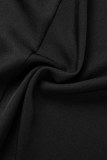 Capispalla con colletto risvoltato in maglia solida casual nera