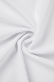 Witte sexy casual effen uitgeholde asymmetrische O-hals mouwloze jurkjurken