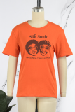Schwarze Street Vintage Print Patchwork O Hals T-Shirts