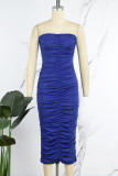 Black Sexy Casual Solid Backless Fold Strapless Sleeveless Dress Dresses