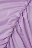 Фиолетовые сексуальные однотонные платья в стиле пэчворк с V-образным вырезом и юбкой с запахом