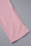 Vestidos de saia lápis com dobra e decote em bico liso rosa casual