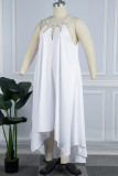 Robes de robe sans manches asymétriques à col rond asymétriques blanches sexy décontractées