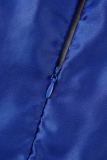 Robes de sirène trompette col roulé élégantes solides évidées bleu clair
