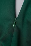 Vert d'encre Casual Solid Patchwork V Neck A Line Robes