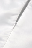 Witte casual effen rugloze schuine kraag mouwloze jurkjurken