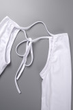 Witte sexy effen patchwork backless band ontwerp strapless hoge taille tops