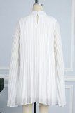Wit Casual Solid Patchwork Halve coltrui A-lijn jurken