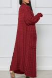 Grön Casual Street Solid Slit Cardigan Weave Ytterkläder