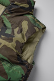Camouflage Casual Camouflage Print Patchwork Mandarijn Kraag Bovenkleding