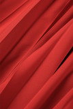 Robe rouge décontractée sans manches à col oblique avec ceinture