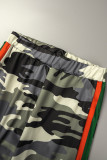 Camouflage Casual Sportswear Camouflage Print Patchwork U-hals ärmlös två delar