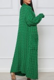 Rosa Casual Street Solid Slit Cardigan Weave Ytterkläder