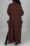 Krämvit Casual Street Solid Slit Cardigan Weave Ytterkläder
