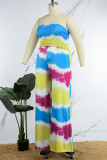 Gul Casual Print Tie Dye Backless Strapless Plus Size Two Pieces