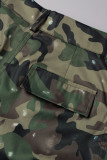 Camouflage Street Printing Regular Vita alta Pantaloni dritti con stampa completa (senza cintura)