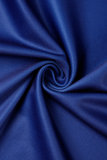 Blauw Grote maten patchwork Halter mouwloze jurk Grote maten jurken