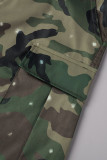 Camouflage Street Printing Regular Vita alta Pantaloni dritti con stampa completa (senza cintura)