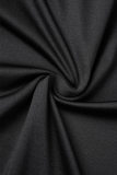 Robes de robe irrégulières à col oblique à volants solides décontractées noires