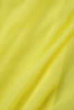 Macacão regular amarelo sexy casual atadura sólida sem costas