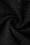 Roupas esportivas pretas com patchwork sólido
