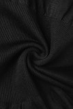 Sharpwear de patchwork preto sexy sólido