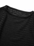 Zwart Casual Solide Doorzichtige O-hals Lange mouw Tweedelige kleding