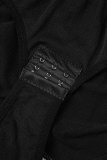 Sharpwear de patchwork sólido sexy negro