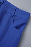Blu Street Solid Hollow Out Patchwork Regular Vita alta Pantaloni dritti in tinta unita