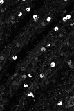 Macacões regulares pretos elegantes com patchwork de penas e sem alças